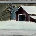 "Snowy Owl"
Price, USD: 
Status: SOLD
Size (inches): 34 3/4w x 18 1/4h
Media: Paint on Glass
NOTE: This abandoned, old barn and silo is typical of a "sunday drive" scene in northern Wisconsin. a great addition to your winter decor.