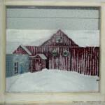 "Kramer's Farm"
Price, USD: 
Status: SOLD
Size (inches): 27 3/4w x 25 3/4h
Media: Paint on Glass
NOTE: This old family barn will soon by torn down but not quickly forgotten.  Snow covered and 2 holiday wreaths drape this old wisconsin barn. Perfect addition to your winter decor. 